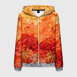 Толстовка 3D на молнии мужская Текстура упавших осенних листьев, цвет: 3D-меланж