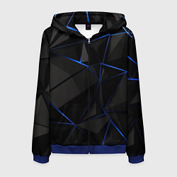 Толстовка 3D на молнии мужская Black blue style, цвет: 3D-синий