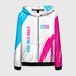 Толстовка 3D на молнии мужская Nine Inch Nails neon gradient style: надпись, симв, цвет: 3D-черный