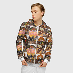 Толстовка 3D на молнии мужская Коллаж из рисунков с лисой, цвет: 3D-белый — фото 2