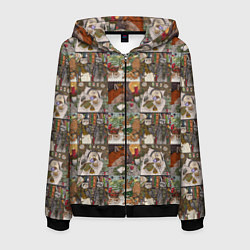 Мужская толстовка на молнии Милые иллюстрации коллаж