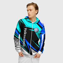 Толстовка 3D на молнии мужская Фольцваген - sport uniform, цвет: 3D-белый — фото 2