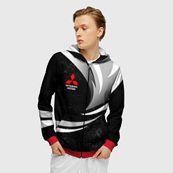 Толстовка 3D на молнии мужская Митсубиси - строгие оттенки, цвет: 3D-красный — фото 2