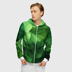 Толстовка 3D на молнии мужская Green lighting background, цвет: 3D-белый — фото 2