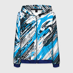 Толстовка 3D на молнии мужская Спонтанные брызги голубые, цвет: 3D-синий