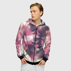 Толстовка 3D на молнии мужская Tie-Dye дизайн, цвет: 3D-черный — фото 2