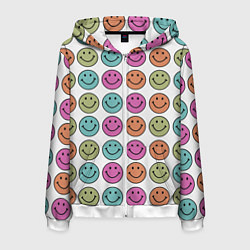Толстовка 3D на молнии мужская Smiley face, цвет: 3D-белый