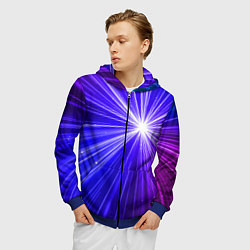 Толстовка 3D на молнии мужская Космическое свечение, цвет: 3D-синий — фото 2