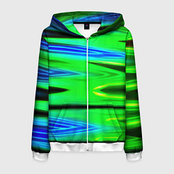 Толстовка 3D на молнии мужская Green blut geometry, цвет: 3D-белый