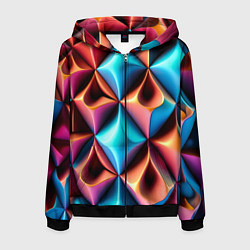 Мужская толстовка на молнии Разноцветные объёмные ромбы узор