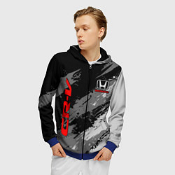 Толстовка 3D на молнии мужская Honda cr-v - Монохром, цвет: 3D-синий — фото 2