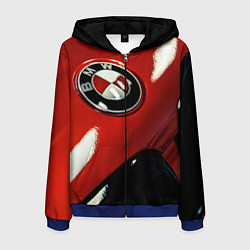 Толстовка 3D на молнии мужская Знак бмв на капоте, цвет: 3D-синий