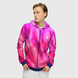 Толстовка 3D на молнии мужская Pink abstract texture, цвет: 3D-синий — фото 2
