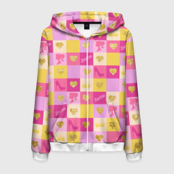 Мужская толстовка на молнии Барби: желтые и розовые квадраты паттерн