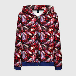 Толстовка 3D на молнии мужская Рубиновый паттерн, цвет: 3D-синий