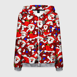 Мужская толстовка на молнии Новогодний паттерн с дедами морозами