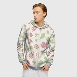 Толстовка 3D на молнии мужская Осень - бежевый 3, цвет: 3D-меланж — фото 2