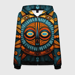 Толстовка 3D на молнии мужская Орнамент в африканском стиле, цвет: 3D-черный