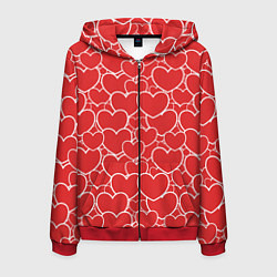 Толстовка 3D на молнии мужская Сердечки любви, цвет: 3D-красный