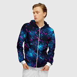 Толстовка 3D на молнии мужская Неоновая сталь cyberpunk, цвет: 3D-белый — фото 2