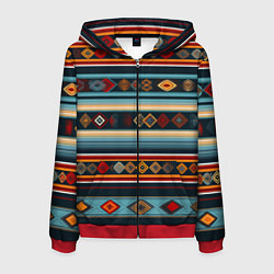 Мужская толстовка на молнии Этнический орнамент в горизонтальную полоску
