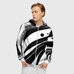 Толстовка 3D на молнии мужская Abstract black and white composition, цвет: 3D-белый — фото 2