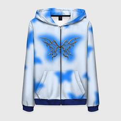 Мужская толстовка на молнии Y2K blue butterfly