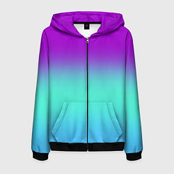 Мужская толстовка на молнии Фиолетовый бирюзовый голубой неоновый градиент