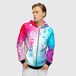 Толстовка 3D на молнии мужская In Flames neon gradient style по-вертикали, цвет: 3D-черный — фото 2