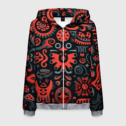 Мужская толстовка на молнии Красно-черный узор в славянском стиле