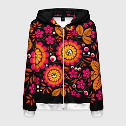 Толстовка 3D на молнии мужская Хохлома параноидальная, цвет: 3D-белый