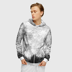 Толстовка 3D на молнии мужская Абстракция - black and white spot, цвет: 3D-белый — фото 2