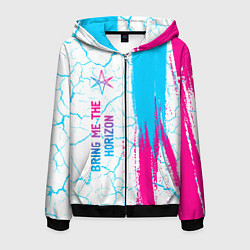 Толстовка 3D на молнии мужская Bring Me the Horizon neon gradient style по-вертик, цвет: 3D-черный