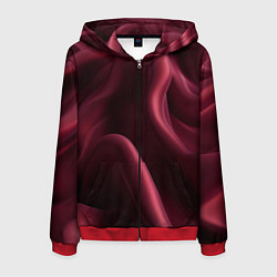 Толстовка 3D на молнии мужская Бордовый шелк, цвет: 3D-красный