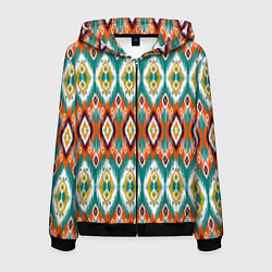 Мужская толстовка на молнии Орнамент икат - имитация аткласной ткани