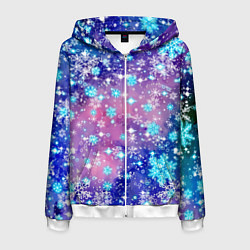 Мужская толстовка на молнии Снежинки - морозный паттерн