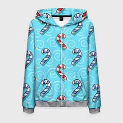 Мужская толстовка на молнии Новогодний леденец трость