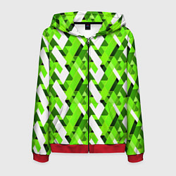 Мужская толстовка на молнии Зелёные и белые фигуры