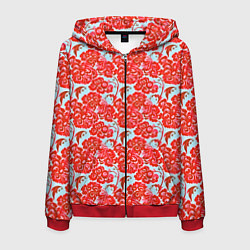 Мужская толстовка на молнии Красная гжель