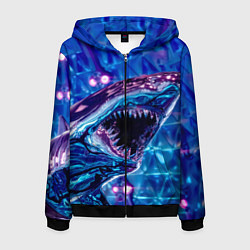 Толстовка 3D на молнии мужская Фиолетовая акула, цвет: 3D-черный