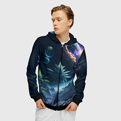 Толстовка 3D на молнии мужская Вид на землю с другой планеты, цвет: 3D-черный — фото 2