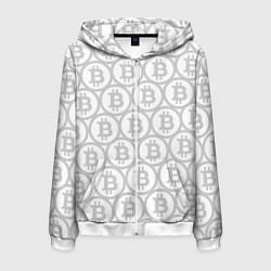Мужская толстовка на молнии Биткоин патерн на белом фоне