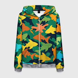 Мужская толстовка на молнии Камуфляж силуэты рыбок