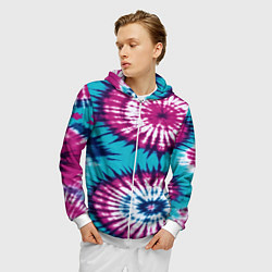 Толстовка 3D на молнии мужская Тай-дай цвет, цвет: 3D-белый — фото 2