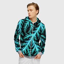 Толстовка 3D на молнии мужская Разряды электричества Tie Dye, цвет: 3D-меланж — фото 2