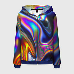 Мужская толстовка на молнии Жидкая голографическая бензиновая абстракция