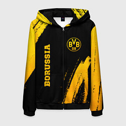 Толстовка 3D на молнии мужская Borussia - gold gradient вертикально, цвет: 3D-черный
