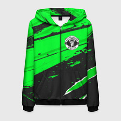 Толстовка 3D на молнии мужская Manchester United sport green, цвет: 3D-черный