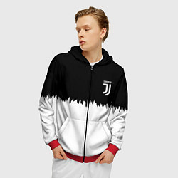 Толстовка 3D на молнии мужская Juventus белый огонь текстура, цвет: 3D-красный — фото 2
