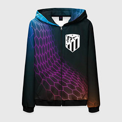 Толстовка 3D на молнии мужская Atletico Madrid футбольная сетка, цвет: 3D-черный